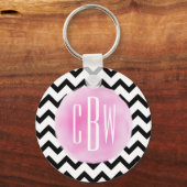 Monogram zwart + witte Waterverf Sleutelhanger (Voorkant)