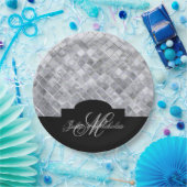 Monogram Zwart & Zilver 25e Jubileum Borden Papieren Bordje (Feest)