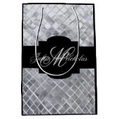 Monogram zwart & zilver 25e Jubileum Gift Bag Medium Cadeauzakje (Voorkant)