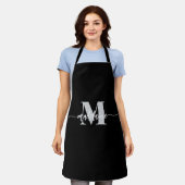 Monogram zwart zilver persoonlijk schort (Gedragen)