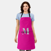 Monogram Zwart Zilver Roze Personal Schort (Gedragen)
