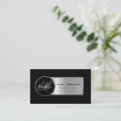 Monogram zwart-zilver Visitekaartje (Staand voorkant)