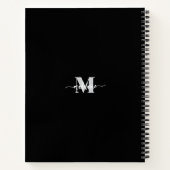 Monogram Zwart Zilver Wit Persoonlijk Notitieboek (Achterkant)