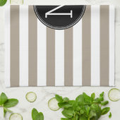 Monogram zwart zwart, zwart, zwart met streepjesvo theedoek (Gevouwen)