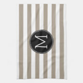 Monogram zwart zwart, zwart, zwart met streepjesvo theedoek (Verticaal)