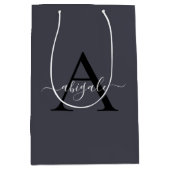 Monogram Zwarte Anker Grijs | Minimaal Elegant Medium Cadeauzakje (Voorkant)