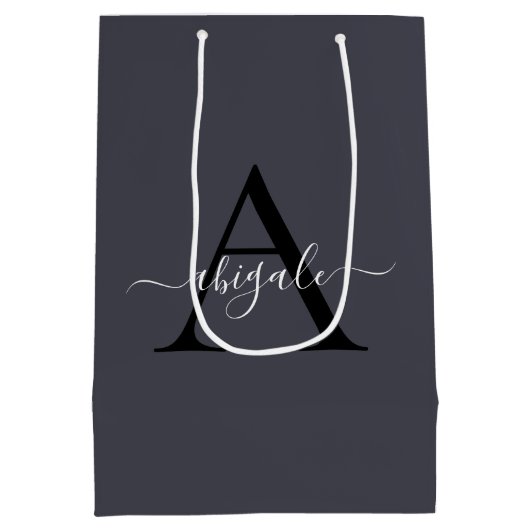 Monogram Zwarte Anker Grijs | Minimaal Elegant Medium Cadeauzakje (Achterkant)