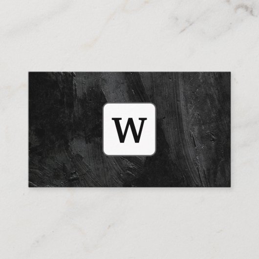 Monogram | Zwarte betonnen textuur Visitekaartje (Voorkant)