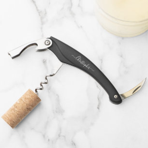 Monogram Zwarte Bier Wijn Kurkentrekker Flesopener