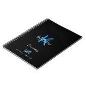 Monogram zwarte blauwe economie kantoor notitieboek (Linkerzijde)
