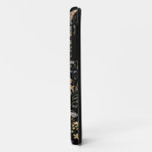 Monogram zwarte bloemen iPhone hoes (Achterkant/links)