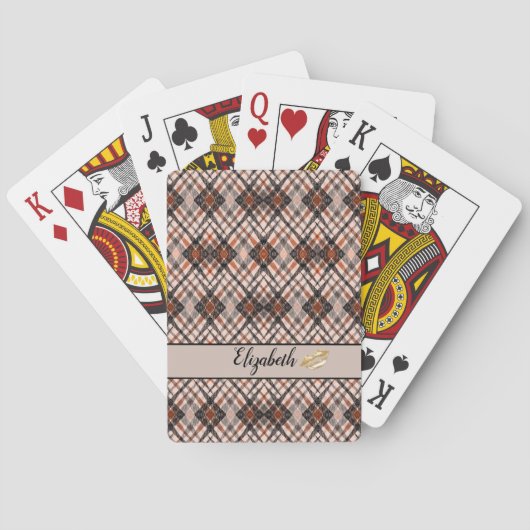 Monogram zwarte bruine kunst Deco Pokerkaarten (Achterkant)
