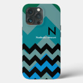monogram zwarte chevron Case-Mate iPhone case (Achterkant)