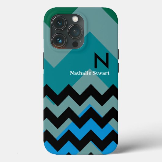 monogram zwarte chevron Case-Mate iPhone case (Achterkant)