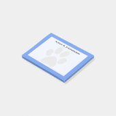 Monogram Zwarte Dierenpootafdruk Korenbloem Blauw Post-it® Notes (Schuin)