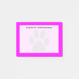 Monogram Zwarte Dierenpootafdruk Roze Post-it® Notes