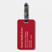 Monogram Zwarte Donkerrode Barcode Cirkel Streep Bagagelabel (Achterkant verticaal)