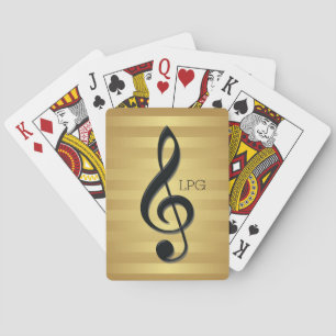 Monogram Zwarte Drieklank Sleutel op Gouden Strepe Pokerkaarten