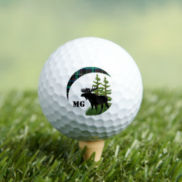 Monogram Zwarte Eland Silhouet met Groen Karoos  Golfballen