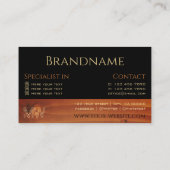 Monogram zwarte en Cherry Wood Grain Wooden Boards Visitekaartje (Achterkant)