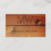 Monogram zwarte en Cherry Wood Grain Wooden Boards Visitekaartje (Voorkant)
