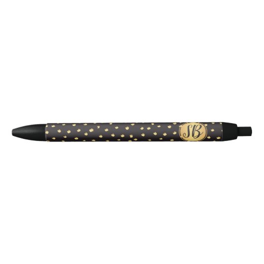 Monogram, zwarte en gouden borstelstrokken polka-p inkt pen (Voorkant)