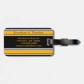 Monogram zwarte en gouden sportstripes bagagelabel (Achterkant horizontaal)