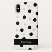 Monogram zwarte en goudpokken Case-Mate iPhone case (Achterkant)