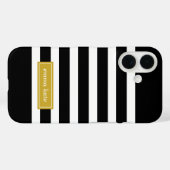 Monogram zwarte en goudpreppy Stripes Case-Mate iPhone Case (Achterkant (horizontaal))