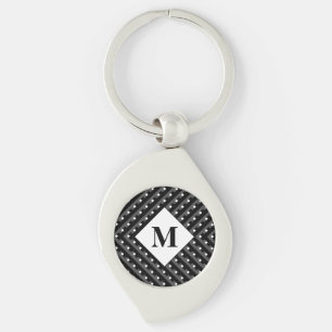 Monogram zwarte en grijze hoekige lijnen sleutelhanger