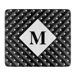 Monogram zwarte en grijze hoekige lijnen snijplank