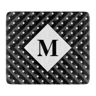 Monogram zwarte en grijze hoekige lijnen snijplank