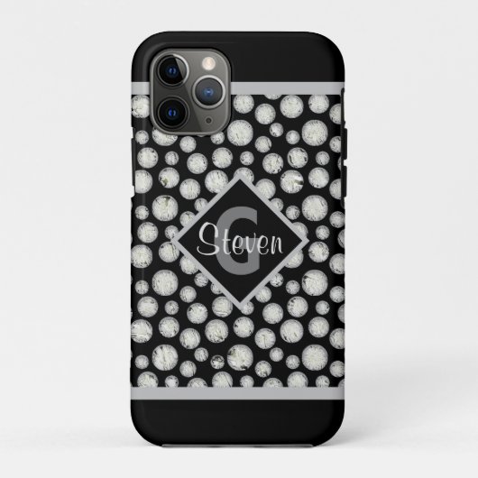 Monogram zwarte en grijze pols Case-Mate iPhone case (Achterkant)