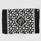 Monogram zwarte en grijze pols golfhanddoek (Horizontaal)