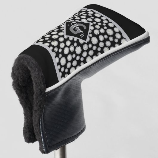 Monogram zwarte en grijze pols golfheadcover (3/4 voorkant)