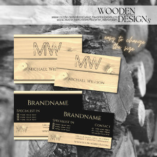 Monogram zwarte en lichte houten graan visitekaartje