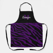 Monogram zwarte en Paarse Zebrastripes Schort (Voorkant)