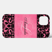 Monogram zwarte en Roze Damask iPad Air-draagtas Case-Mate iPhone Case (Achterkant (horizontaal))