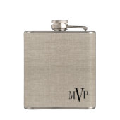 Monogram zwarte en roze suikerschedel op schoot heupfles (Achterkant)