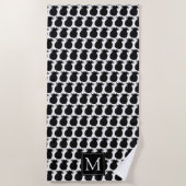 Monogram zwarte en witte ananas strandlaken (Voorkant)