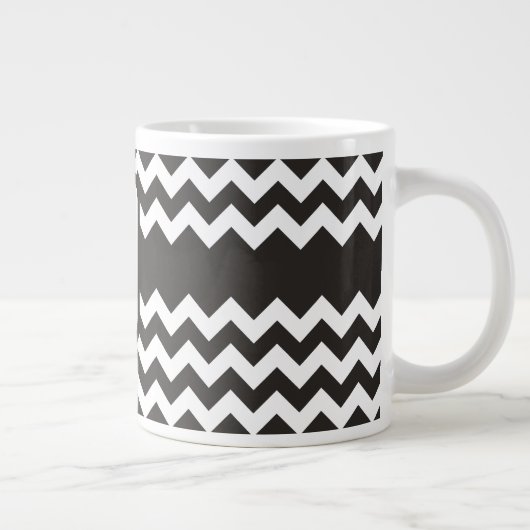 Monogram zwarte en witte Chevrons Grote Koffiekop (Rechts)