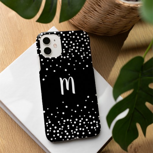 Monogram zwarte en witte Confetti Case-Mate iPhone Case