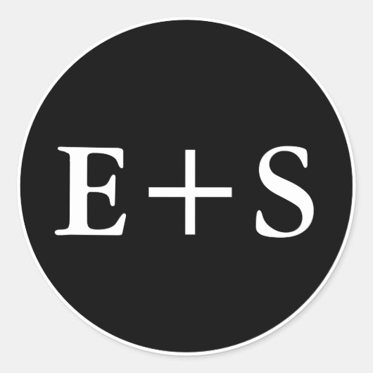 Monogram |Zwarte en witte envelop Ronde Sticker (Voorkant)