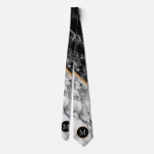 Monogram zwarte en witte marmer Stropdas (Achterkant)