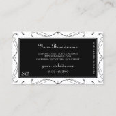 Monogram zwarte en witte mousserende diamanten  visitekaartje (Achterkant)