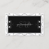 Monogram zwarte en witte mousserende diamanten  visitekaartje (Voorkant)