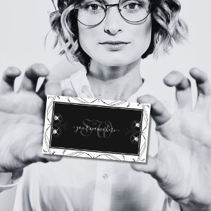 Monogram zwarte en witte mousserende diamanten  visitekaartje