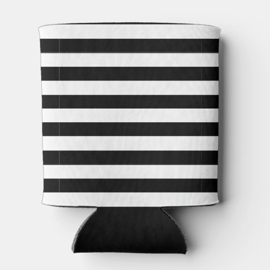 Monogram zwarte en witte pinguïn en stripes blikjeskoeler (Achterkant)