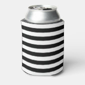 Monogram zwarte en witte pinguïn en stripes blikjeskoeler (Blikje Achterkant)