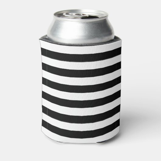 Monogram zwarte en witte pinguïn en stripes blikjeskoeler (Blikje Achterkant)